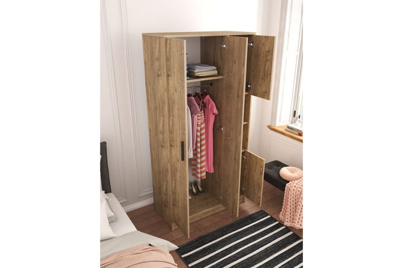 Iskral Garderobe 90x177 cm - Brun - Oppbevaring - Klesoppbevaring - Garderober & garderobesystem