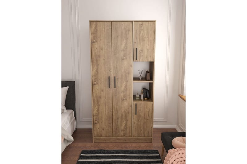 Iskral Garderobe 90x177 cm - Brun - Oppbevaring - Klesoppbevaring - Garderober & garderobesystem