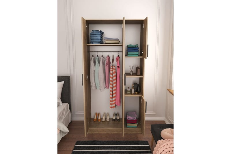 Iskral Garderobe 90x177 cm - Brun - Oppbevaring - Klesoppbevaring - Garderober & garderobesystem