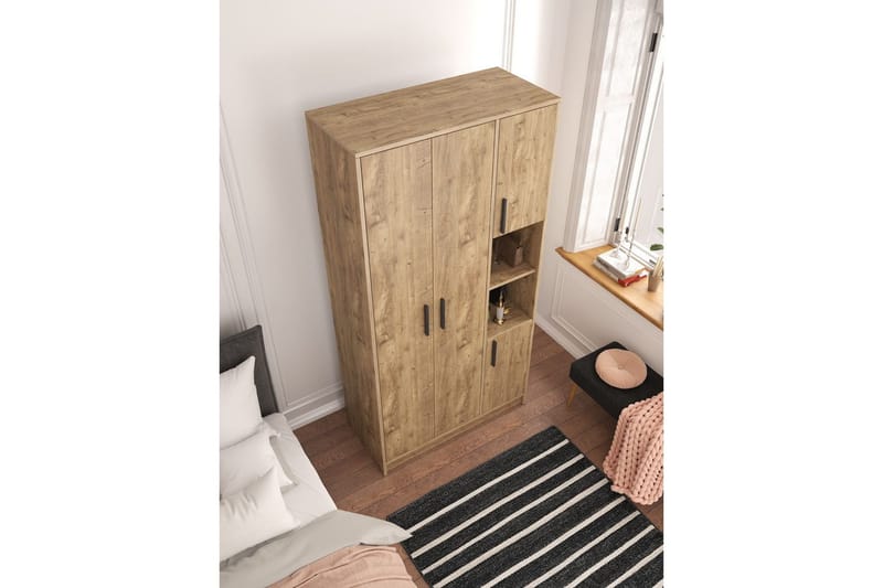 Iskral Garderobe 90x177 cm - Brun - Oppbevaring - Klesoppbevaring - Garderober & garderobesystem