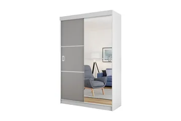 Isolaz Garderobe med Speil LED-belysning RGB - Grå Dør/Hvit/Antrasitt - Oppbevaring - Klesoppbevaring - Garderober & garderobesystem