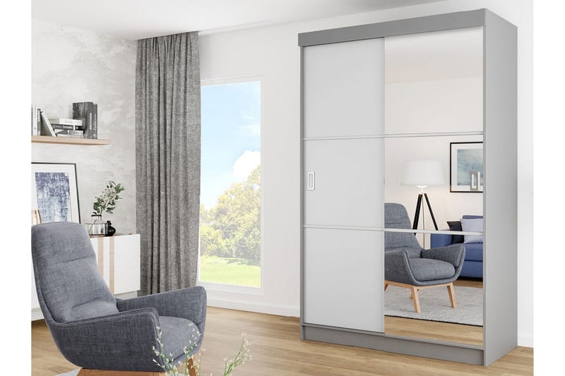 Isolaz Garderobe med Speil LED-belysning RGB - Hvit/Antrasitt - Oppbevaring - Klesoppbevaring - Garderober & garderobesystem - Garderobeskap & klesskap