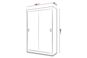Isolaz Garderobeskap Med Speil 138x205 cm - Hvit/Grå - Oppbevaring - Klesoppbevaring - Garderober & garderobesystem