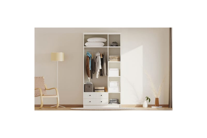 Ivon Garderobe 105x184 cm - Matt Hvit - Oppbevaring - Klesoppbevaring - Garderober & garderobesystem