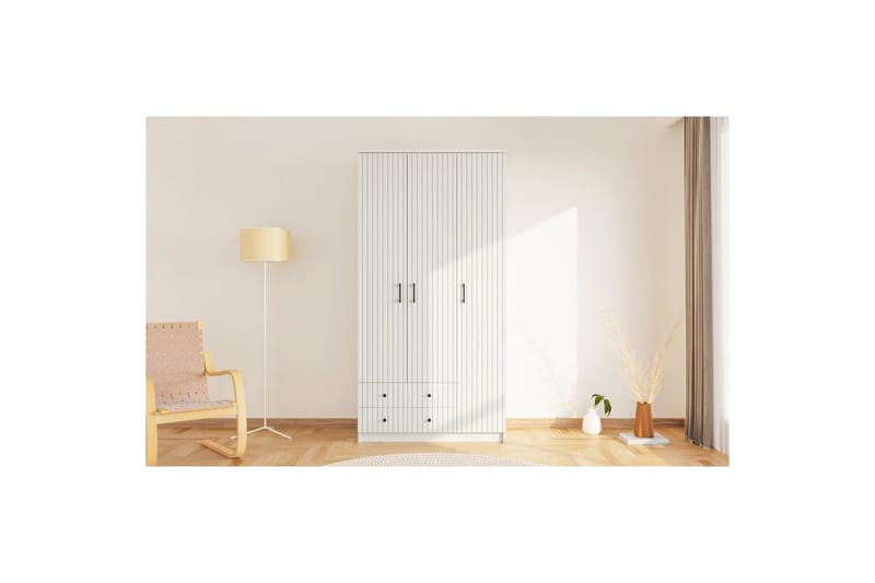 Ivon Garderobe 105x184 cm - Matt Hvit - Oppbevaring - Klesoppbevaring - Garderober & garderobesystem