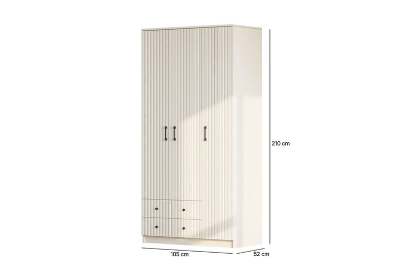 Ivon Garderobe 105x210 cm - Matt Hvit - Oppbevaring - Klesoppbevaring - Garderober & garderobesystem