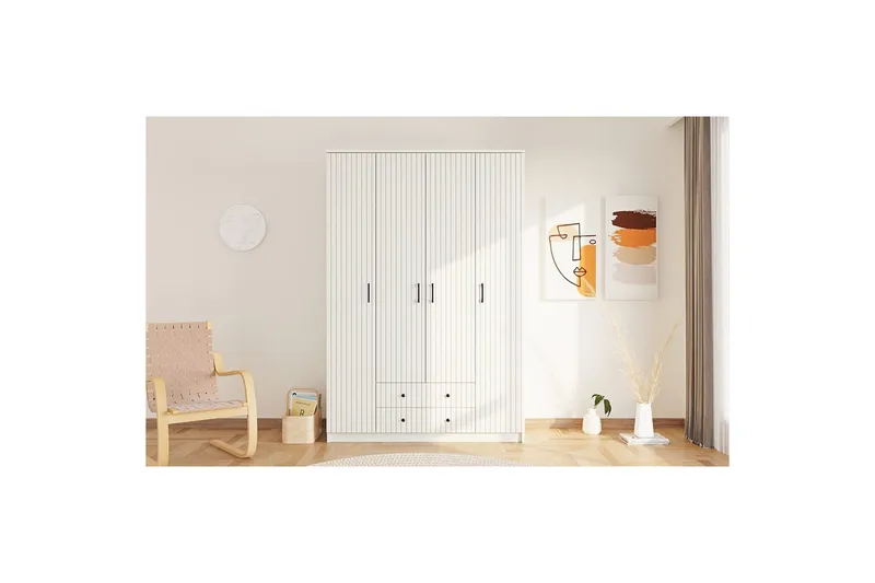 Ivon Garderobe 140x184 cm - Matt Hvit - Oppbevaring - Klesoppbevaring - Garderober & garderobesystem
