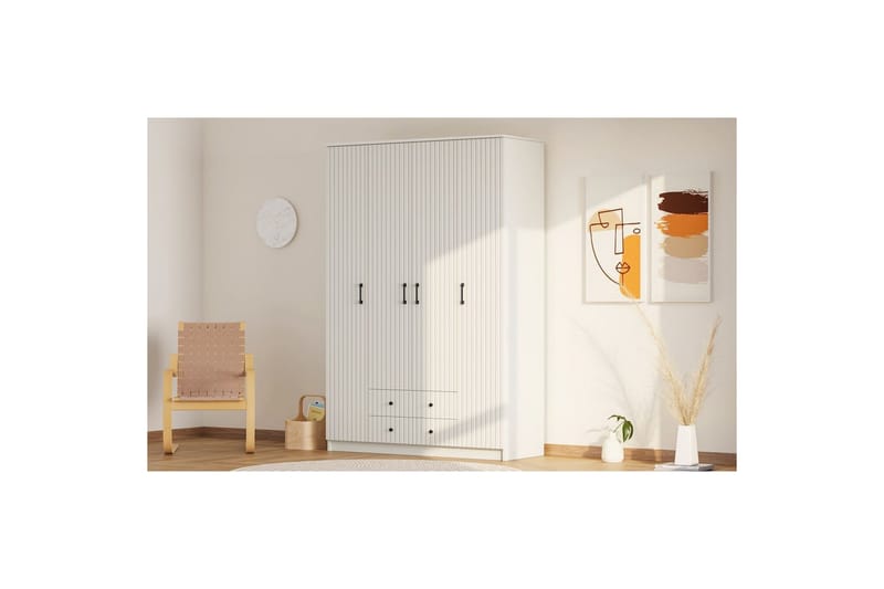 Ivon Garderobe 140x210 cm - Matt Hvit - Oppbevaring - Klesoppbevaring - Garderober & garderobesystem