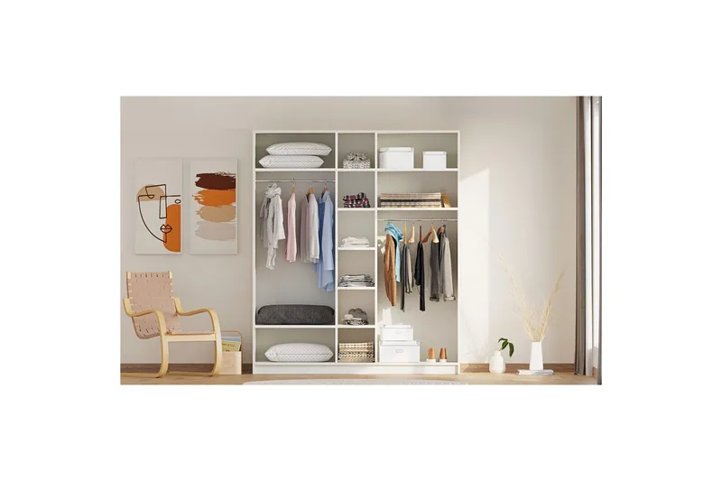 Ivon Garderobe 175x210 cm - Matt Hvit - Oppbevaring - Klesoppbevaring - Garderober & garderobesystem