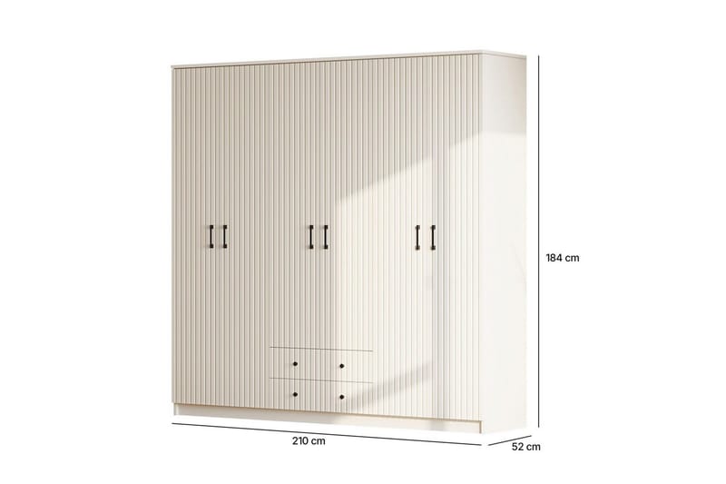 Ivon Garderobe 210x184 cm - Matt Hvit - Oppbevaring - Klesoppbevaring - Garderober & garderobesystem