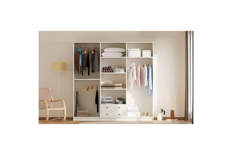 Ivon Garderobe 210x210 cm - Matt Hvit - Oppbevaring - Klesoppbevaring - Garderober & garderobesystem