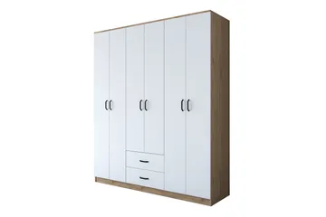 Jabhar Garderobe 180x210 cm Brun/Hvit - Hanah Home - Oppbevaring - Klesoppbevaring - Garderober & garderobesystem
