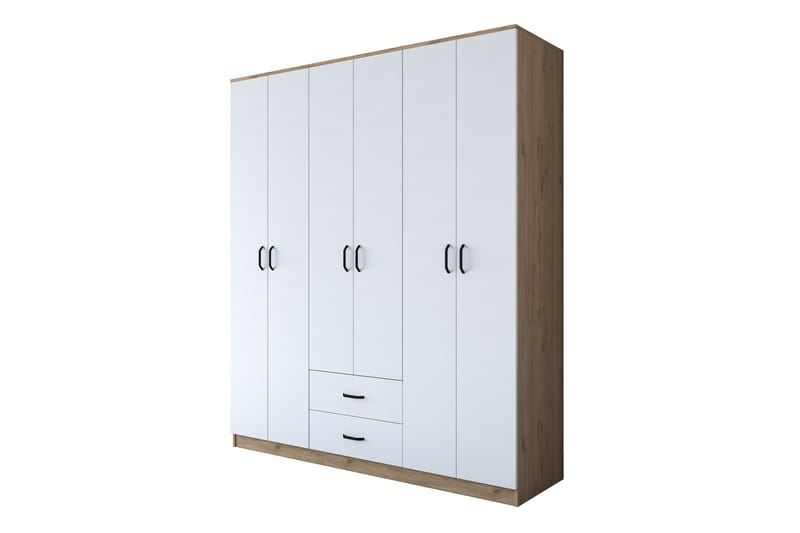 Jabhar Garderobe 180x210 cm Brun/Hvit - Hanah Home - Oppbevaring - Klesoppbevaring - Garderober & garderobesystem