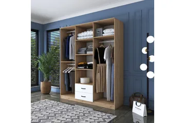 Jabhar Garderobe 180x210 cm Brun/Hvit - Hanah Home - Oppbevaring - Klesoppbevaring - Garderober & garderobesystem