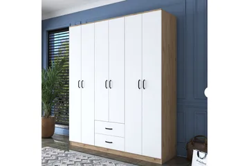 Jabhar Garderobe 180x210 cm Brun/Hvit - Hanah Home - Oppbevaring - Klesoppbevaring - Garderober & garderobesystem