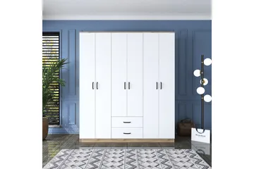 Jabhar Garderobe 180x210 cm Brun/Hvit - Hanah Home - Oppbevaring - Klesoppbevaring - Garderober & garderobesystem