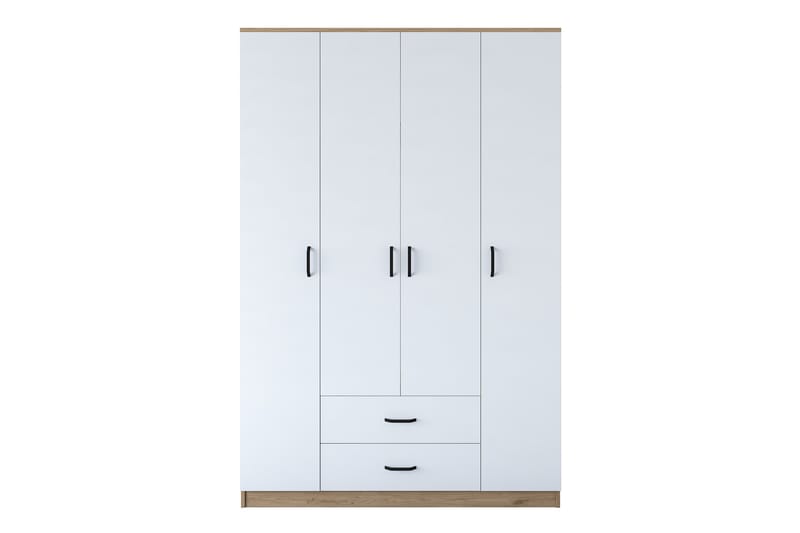 Jabir Garderobe 140x210 cm Brun/Hvit - Hanah Home - Oppbevaring - Klesoppbevaring - Garderober & garderobesystem