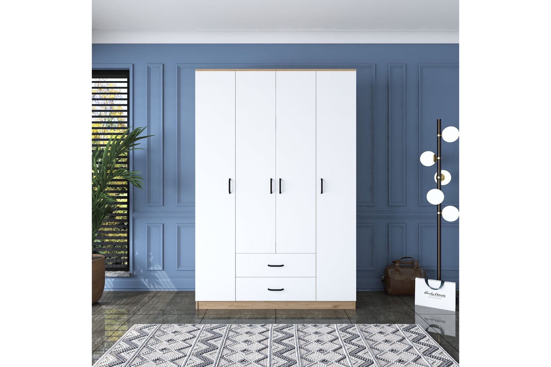 Jabir Garderobe 140x210 cm Brun/Hvit - Hanah Home - Oppbevaring - Klesoppbevaring - Garderober & garderobesystem