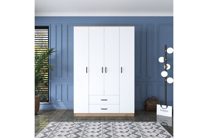 Jabir Garderobe 140x210 cm Brun/Hvit - Hanah Home - Oppbevaring - Klesoppbevaring - Garderober & garderobesystem