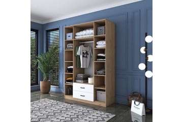 Jabir Garderobe 140x210 cm Brun/Hvit - Hanah Home - Oppbevaring - Klesoppbevaring - Garderober & garderobesystem
