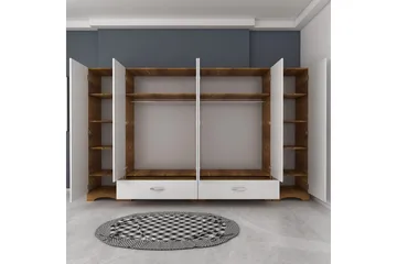 Jaitun Garderobe 243x181 cm Hvit/Brun - Hanah Home - Oppbevaring - Klesoppbevaring - Garderober & garderobesystem