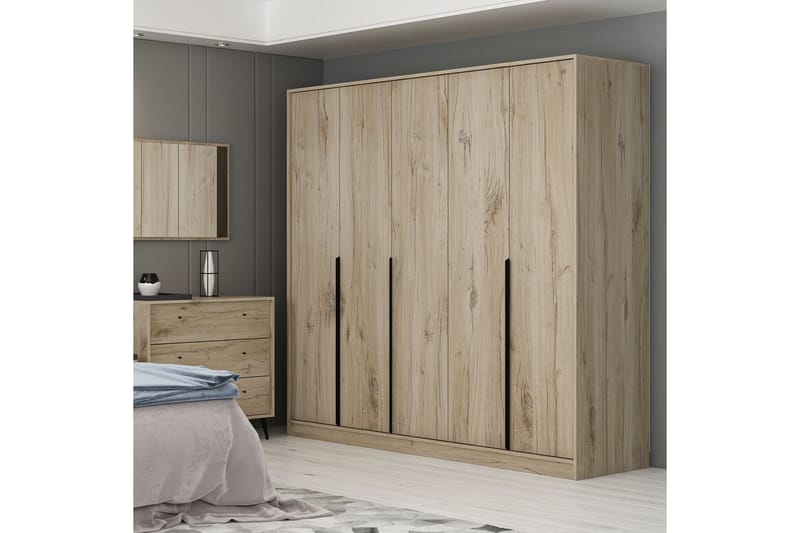 Jarlech Garderobe 60x210 cm - Valnøtt - Oppbevaring - Klesoppbevaring - Garderober & garderobesystem