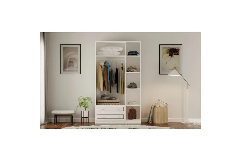 Javric Garderobesskåp 105x180 cm - Matt Hvit - Oppbevaring - Klesoppbevaring - Garderober & garderobesystem - Garderobeskap & klesskap