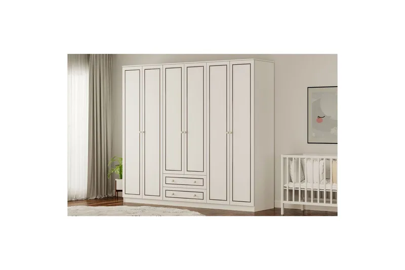 Javric Garderobesskåp 210x180 cm - Matt Hvit - Oppbevaring - Klesoppbevaring - Garderober & garderobesystem - Garderobeskap & klesskap