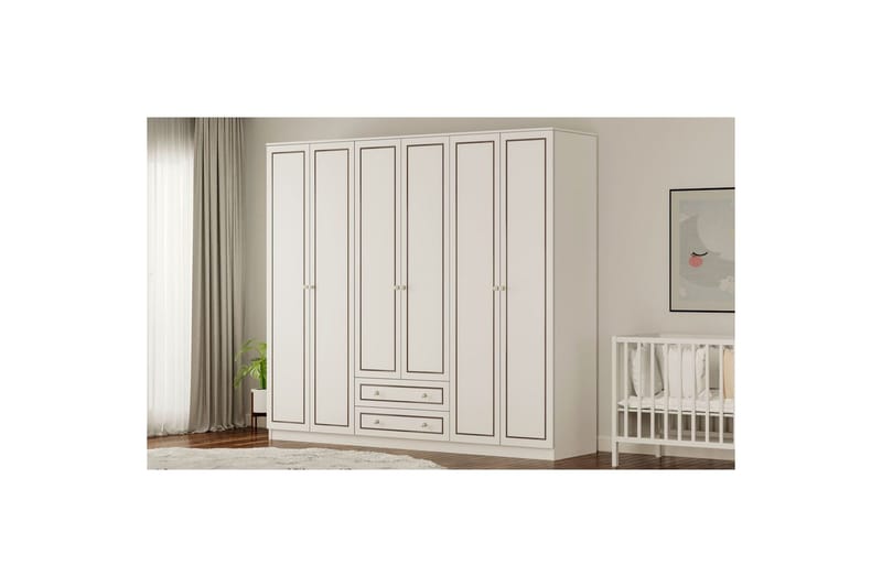 Javric Garderobesskåp 210x180 cm - Matt Hvit - Oppbevaring - Klesoppbevaring - Garderober & garderobesystem - Garderobeskap & klesskap