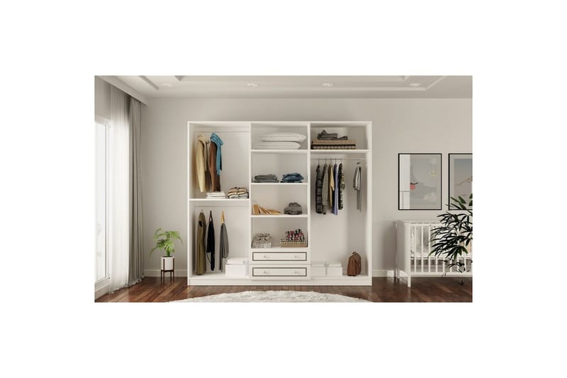 Javric Garderobesskåp 210x180 cm - Matt Hvit - Oppbevaring - Klesoppbevaring - Garderober & garderobesystem - Garderobeskap & klesskap