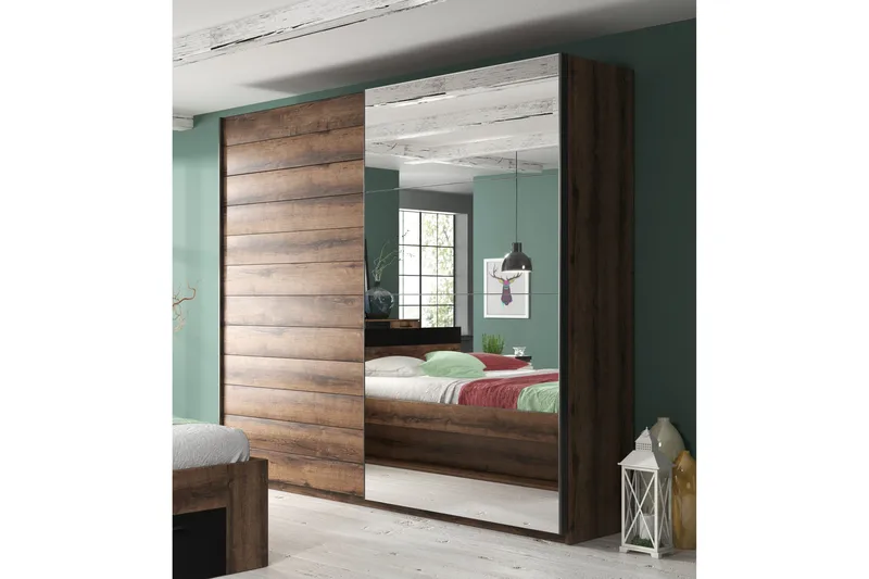 Joannie Garderobe 221 cm i Eik, Brun