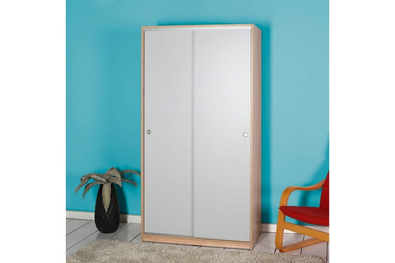 Jovel Garderobe 94x182 cm - Hvit/Korallrosa - Oppbevaring - Klesoppbevaring - Garderober & garderobesystem