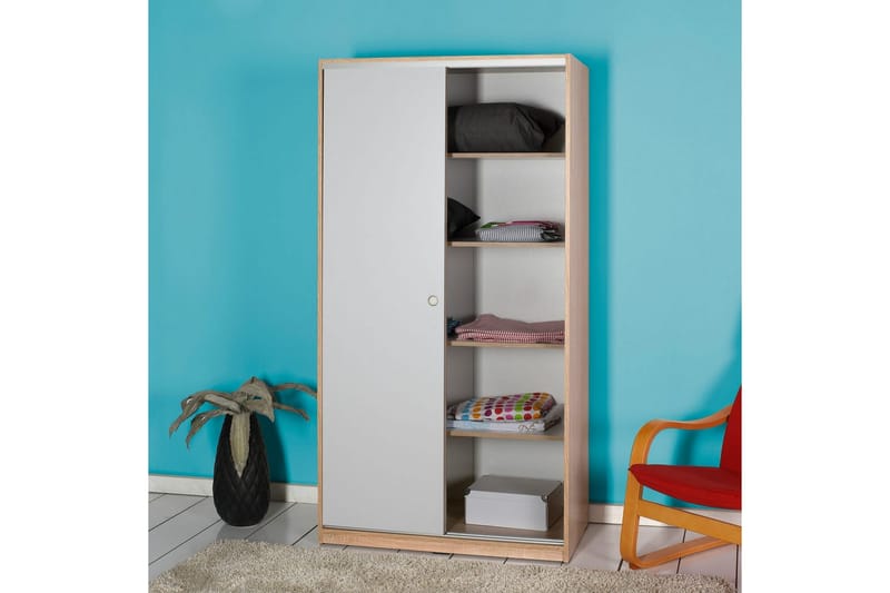Jovel Garderobe 94x182 cm - Hvit/Korallrosa - Oppbevaring - Klesoppbevaring - Garderober & garderobesystem