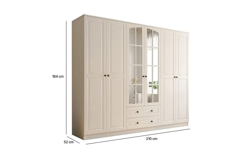 Jovric Garderobe 210x184 cm - Matt Hvit - Oppbevaring - Klesoppbevaring - Garderober & garderobesystem