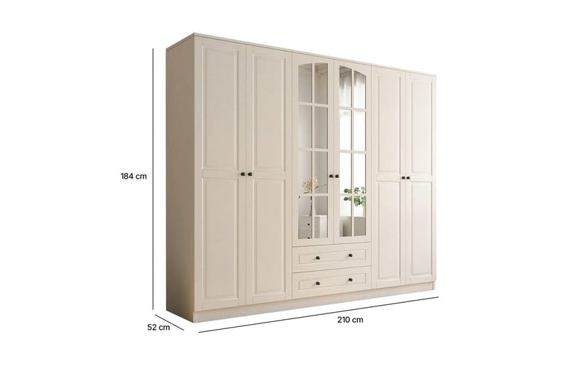 Jovric Garderobe 210x184 cm - Matt Hvit - Oppbevaring - Klesoppbevaring - Garderober & garderobesystem