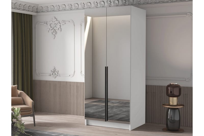 Julissa Garderob med Speil 100 cm - Hvit/Svart - Oppbevaring - Klesoppbevaring - Garderober & garderobesystem