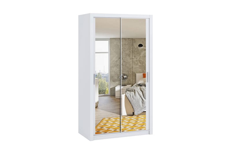Julissa Garderobe 120 cm med Speil - Hvit - Oppbevaring - Klesoppbevaring - Garderober & garderobesystem