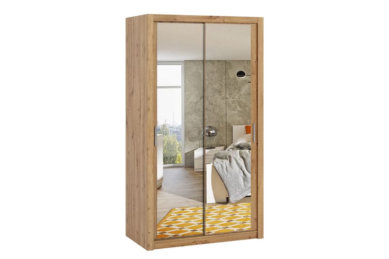 Julissa Garderobe 120 cm med Speil - Natur - Oppbevaring - Klesoppbevaring - Garderober & garderobesystem
