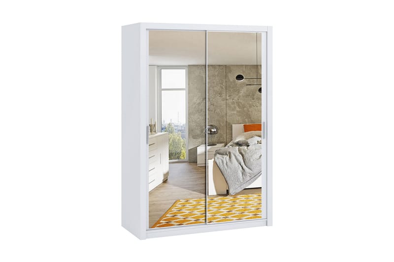 Julissa Garderobe 150 cm med Speil - Hvit - Oppbevaring - Klesoppbevaring - Garderober & garderobesystem