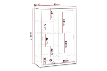 Julissa Garderobe 150 cm med Speil - Hvit - Oppbevaring - Klesoppbevaring - Garderober & garderobesystem