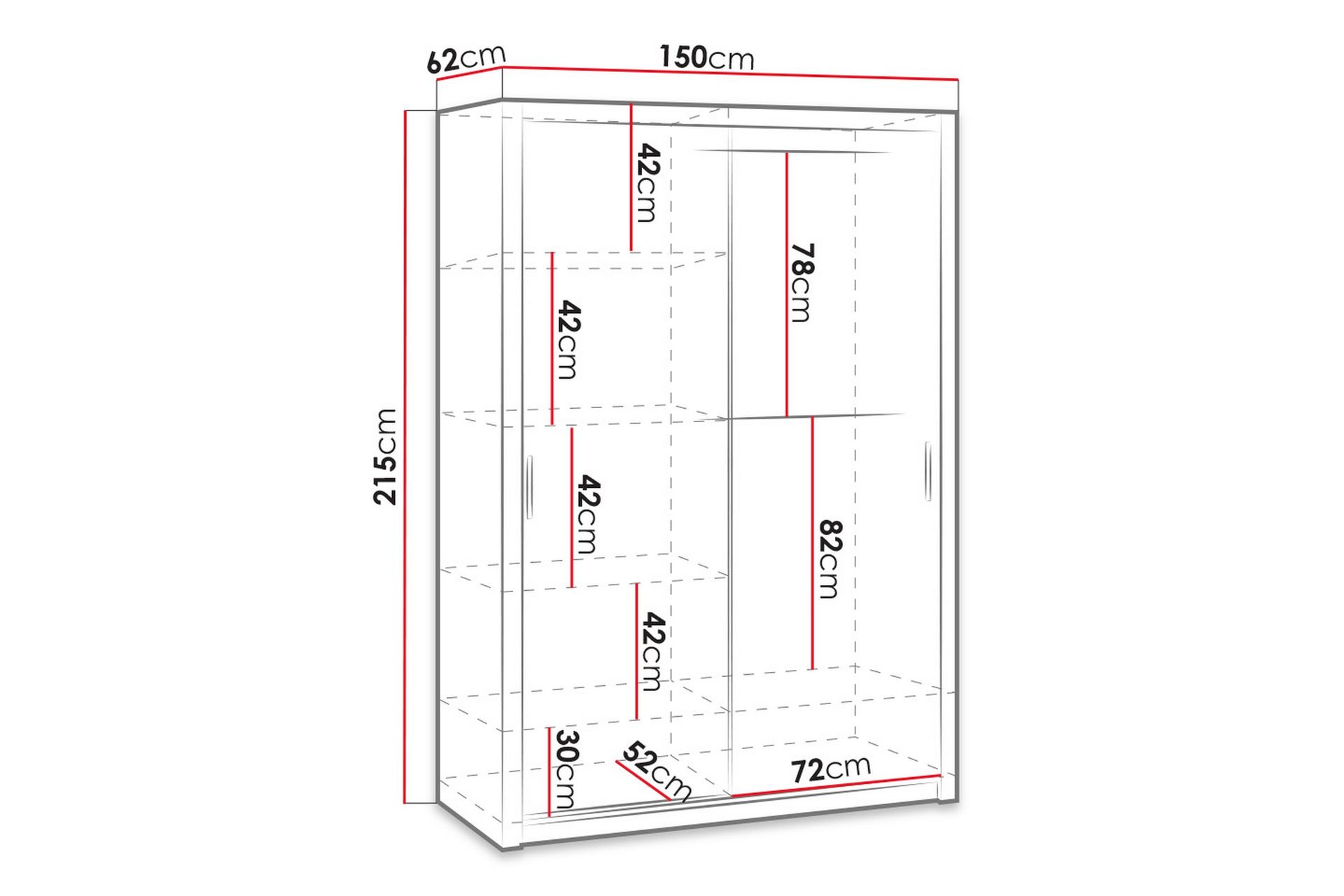 Julissa Garderobe 150 cm med Speil - Natur - Oppbevaring - Klesoppbevaring - Garderober & garderobesystem