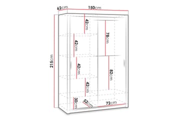 Julissa Garderobe 150 cm med Speil - Natur - Oppbevaring - Klesoppbevaring - Garderober & garderobesystem