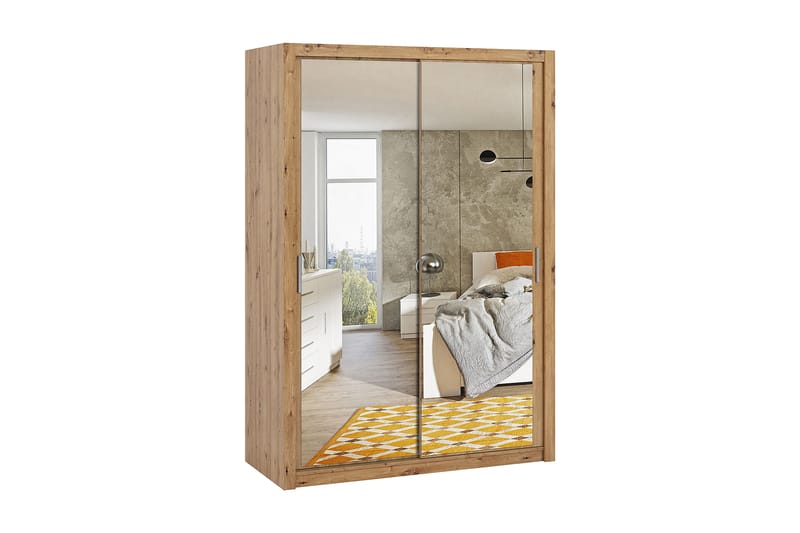 Julissa Garderobe 150 cm med Speil - Natur - Oppbevaring - Klesoppbevaring - Garderober & garderobesystem