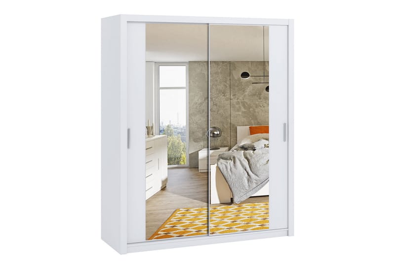 Julissa Garderobe 180 cm med Speil - Hvit - Oppbevaring - Klesoppbevaring - Garderober & garderobesystem