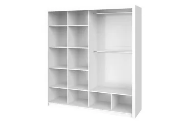 Julissa Garderobe 200 cm med Speil - Hvit - Oppbevaring - Klesoppbevaring - Garderober & garderobesystem
