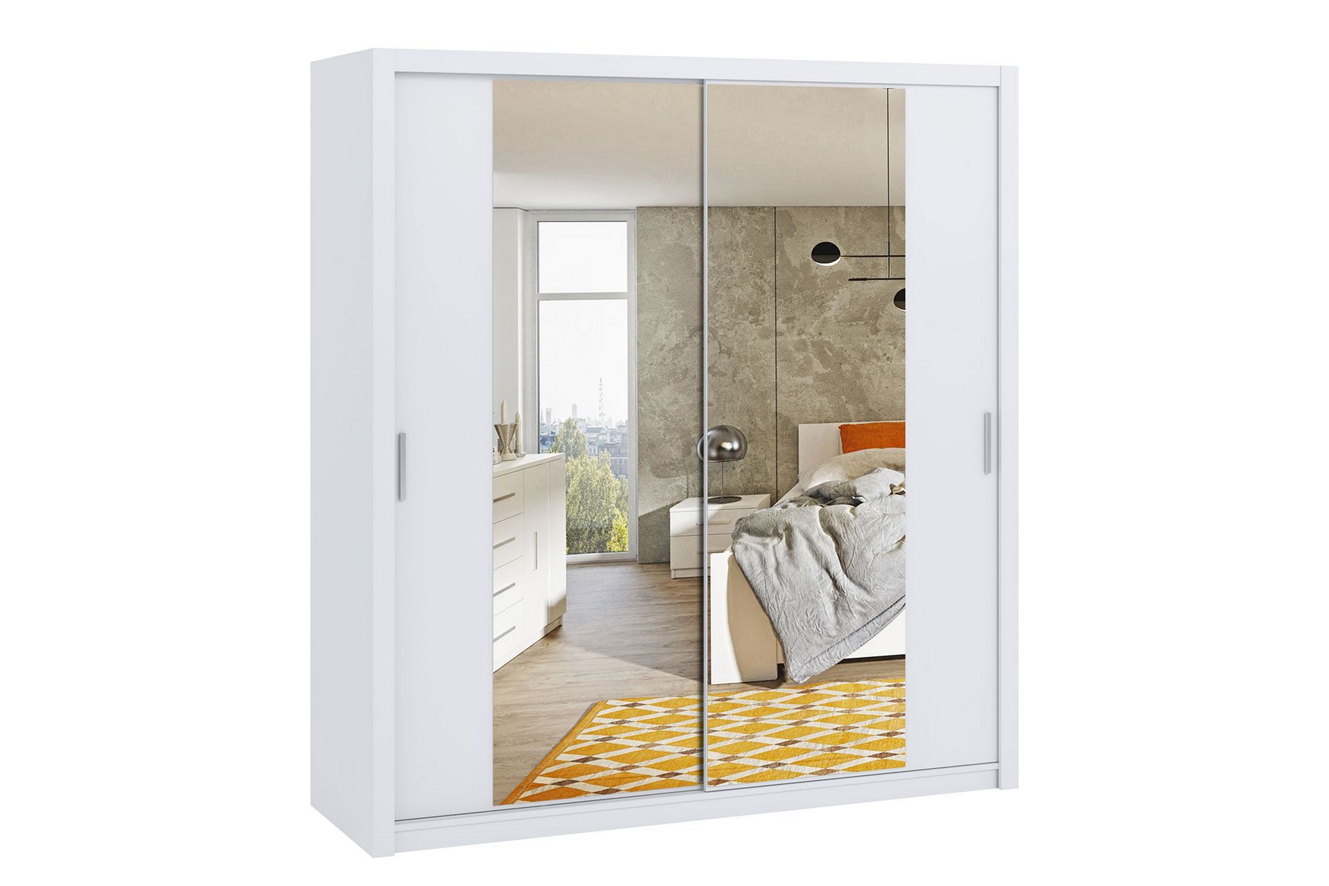 Julissa Garderobe 220 cm med Speil - Hvit - Oppbevaring - Klesoppbevaring - Garderober & garderobesystem