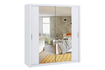 Julissa Garderobe 220 cm med Speil - Hvit - Oppbevaring - Klesoppbevaring - Garderober & garderobesystem