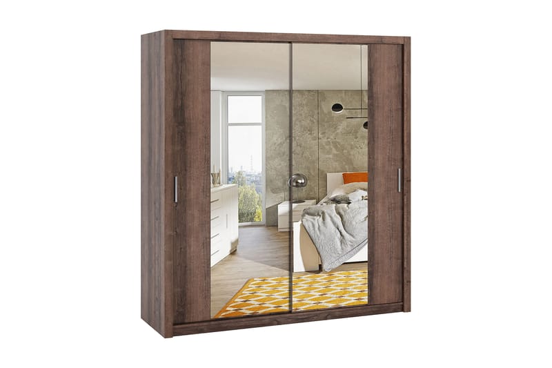 Julissa Garderobe 220 cm med Speil - Natur - Oppbevaring - Klesoppbevaring - Garderober & garderobesystem