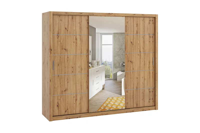 Julissa Garderobe 250 cm med Speil, Natur