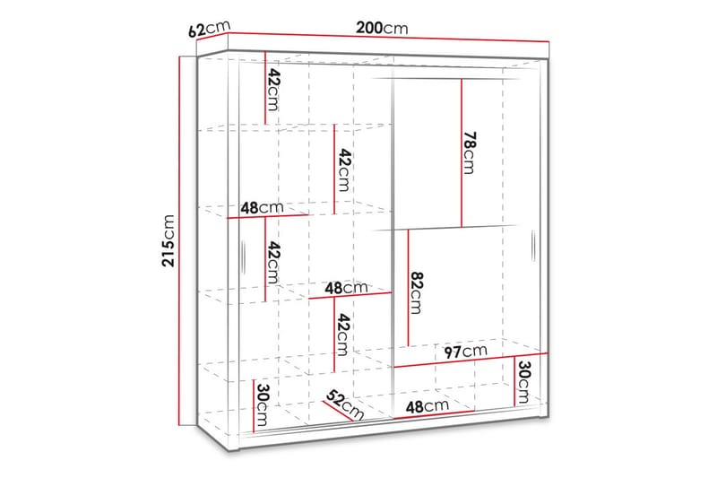 Julissa Garderobeskap 200 cm i Tre - Brun - Oppbevaring - Klesoppbevaring - Garderober & garderobesystem